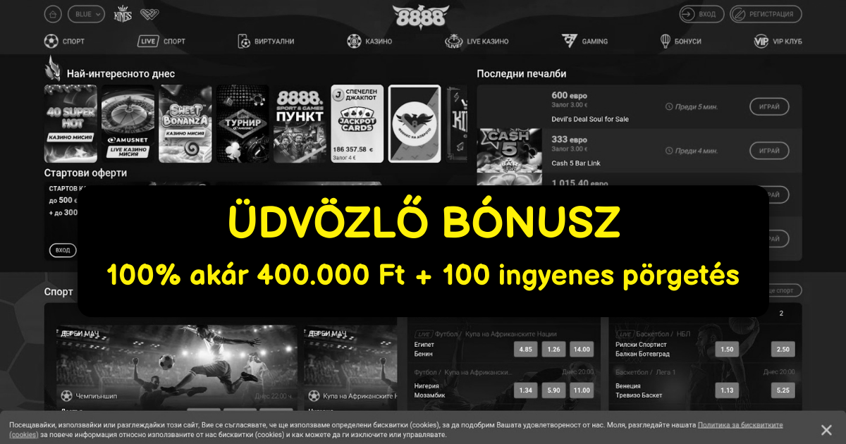 8888Casino - Online Kaszinó Bónuszok és Top Slotok